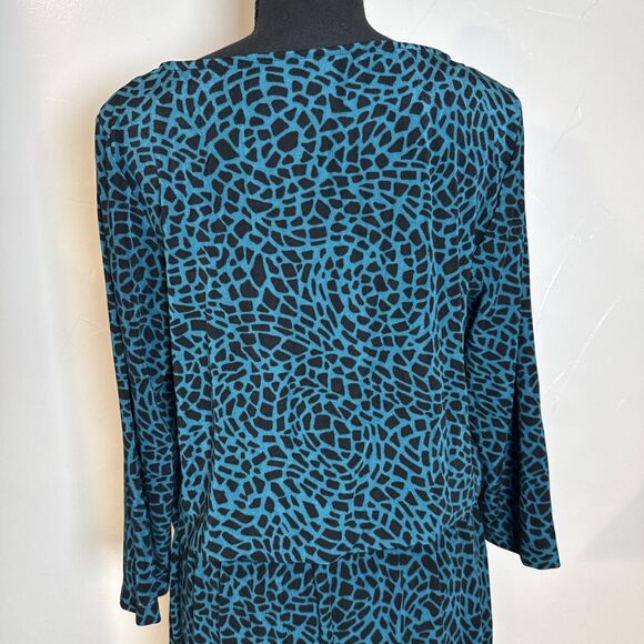 Chico's Travelers Boho Teal Black Leopard Print Dress Size 8/10 - Picture 8 of 16